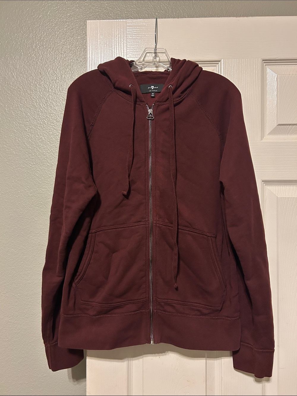 7 For All Mankind full zip hoodie in maroon. Medium